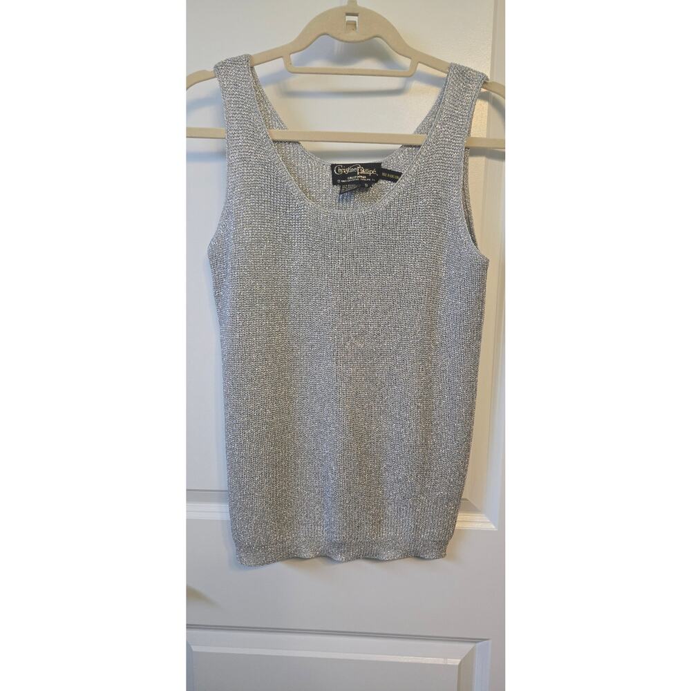 Christine Phillipe Woman S Shell Silver sparkle knit weave glam